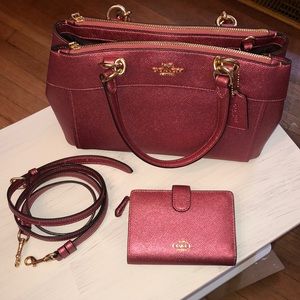Beautiful pink coach handbag and matching wallet